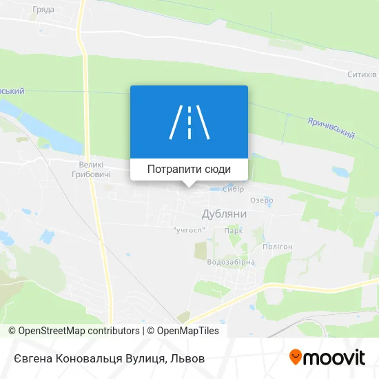 Карта Євгена Коновальця Вулиця