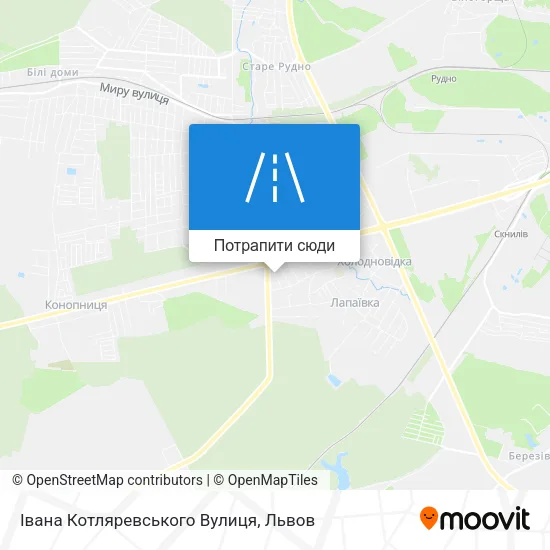 Карта Івана Котляревського Вулиця