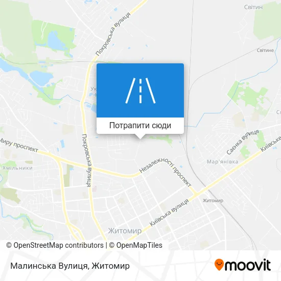 Карта Малинська Вулиця