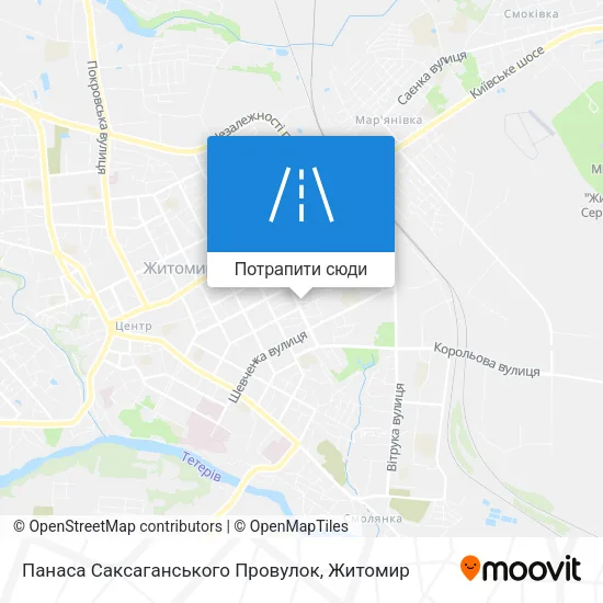 Карта Панаса Саксаганського Провулок