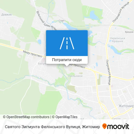 Карта Святого Зигмунта Фелінського Вулиця