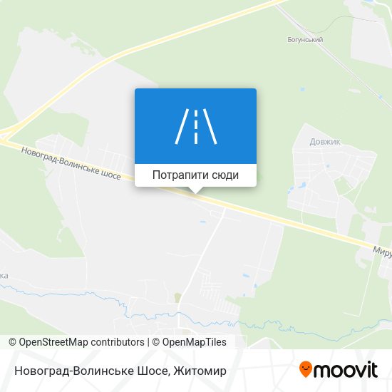 Карта Новоград-Волинське Шосе