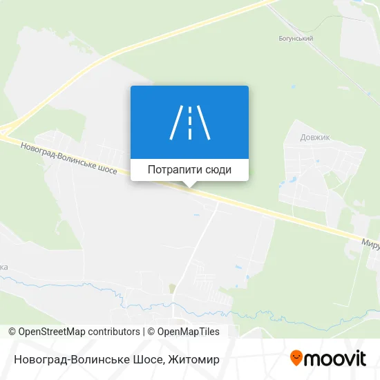 Карта Новоград-Волинське Шосе