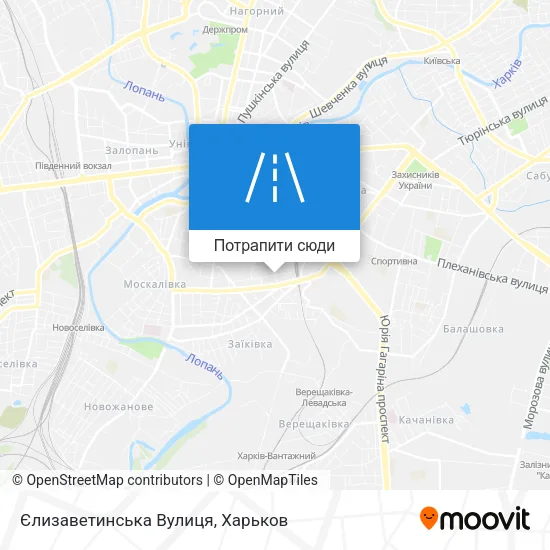 Карта Єлизаветинська Вулиця