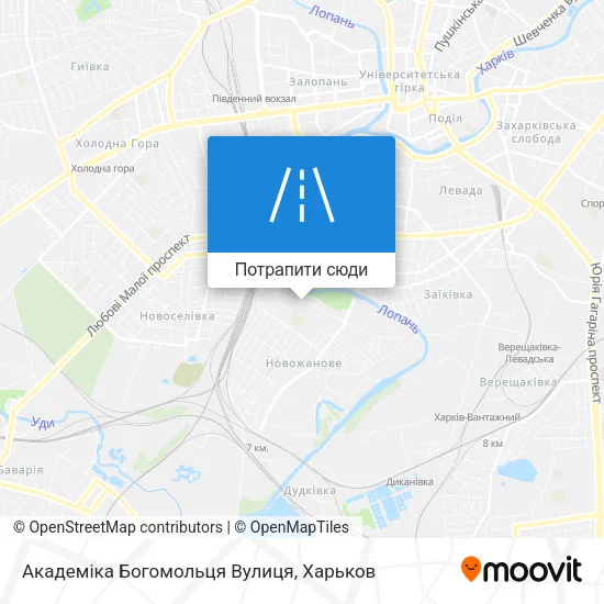 Карта Академіка Богомольця Вулиця