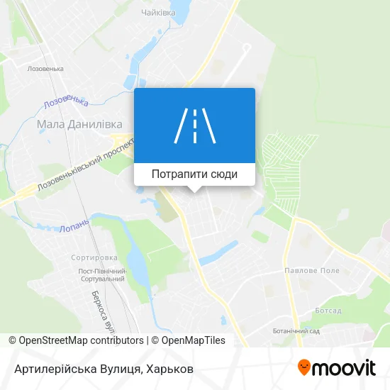 Карта Артилерійська Вулиця