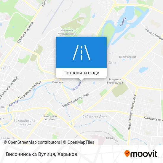 Карта Височинська Вулиця