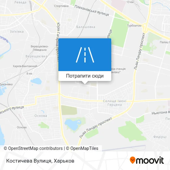 Карта Костичева Вулиця