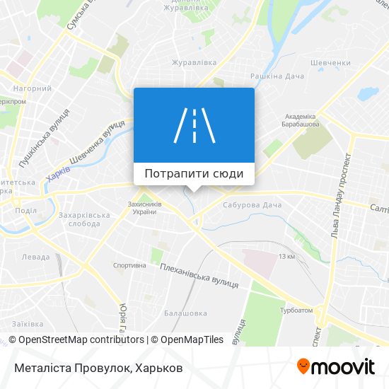 Карта Металіста Провулок