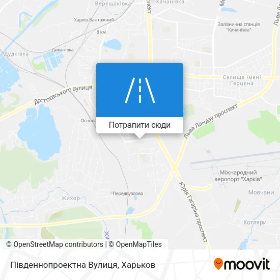 Карта Південнопроектна Вулиця