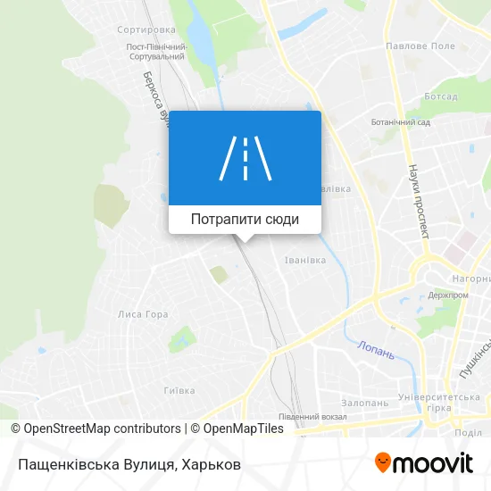 Карта Пащенківська Вулиця