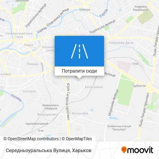 Карта Середньоуральська Вулиця
