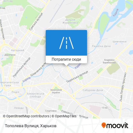 Карта Тополева Вулиця