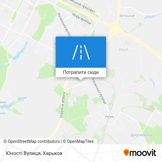 Карта Юності Вулиця
