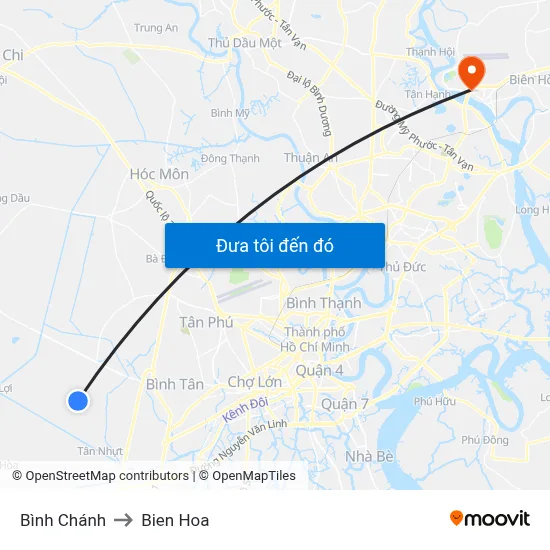 Bình Chánh to Bien Hoa map