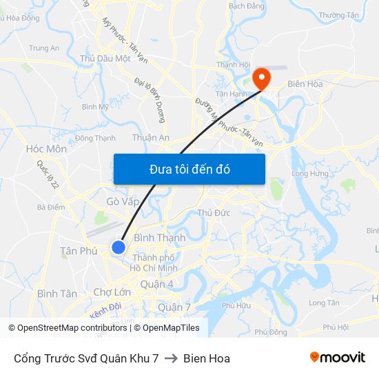 Cổng Trước Svđ Quân Khu 7 to Bien Hoa map