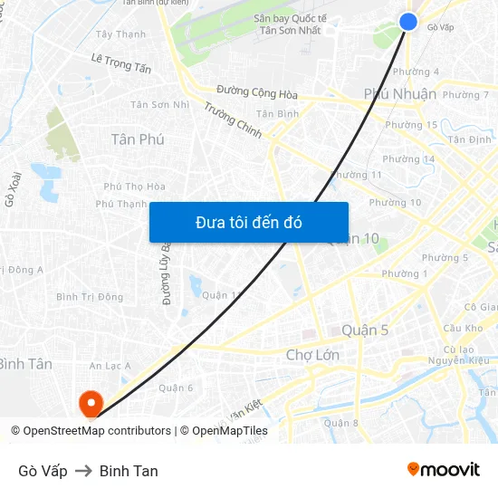 Gò Vấp to Binh Tan map