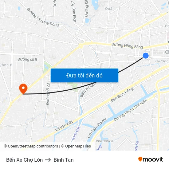 Bến Xe Chợ Lớn to Binh Tan map