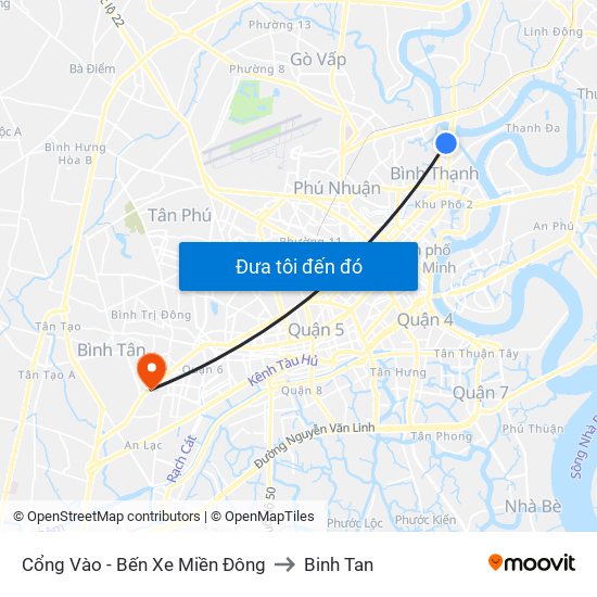 Cổng Vào - Bến Xe Miền Đông to Binh Tan map