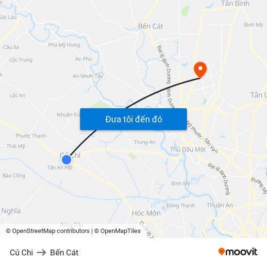 Củ Chi to Bến Cát map