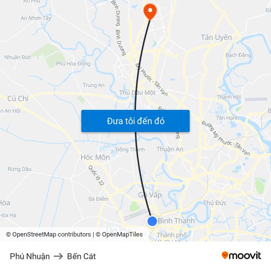 Phú Nhuận to Bến Cát map