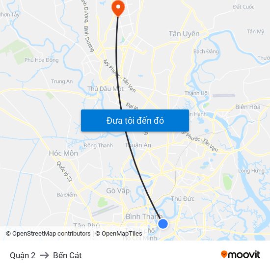 Quận 2 to Bến Cát map