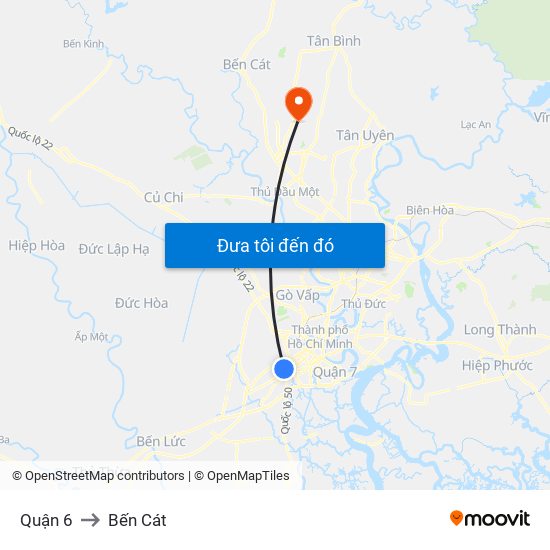 Quận 6 to Bến Cát map