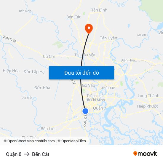 Quận 8 to Bến Cát map