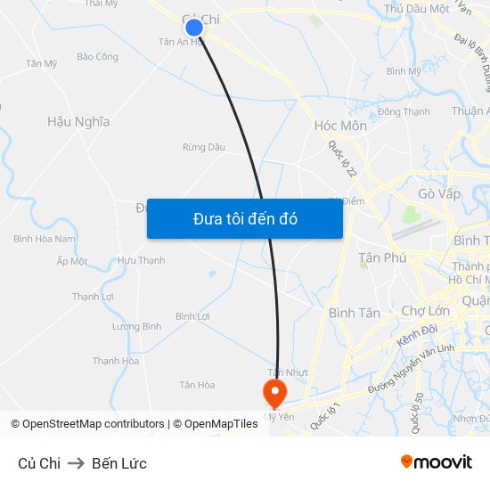 Củ Chi to Bến Lức map