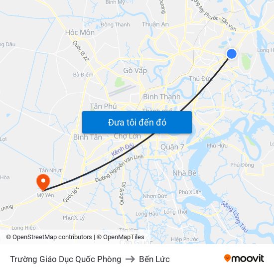 Trường Giáo Dục Quốc Phòng to Bến Lức map