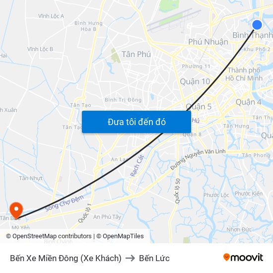 Bến Xe Miền Đông (Xe Khách) to Bến Lức map