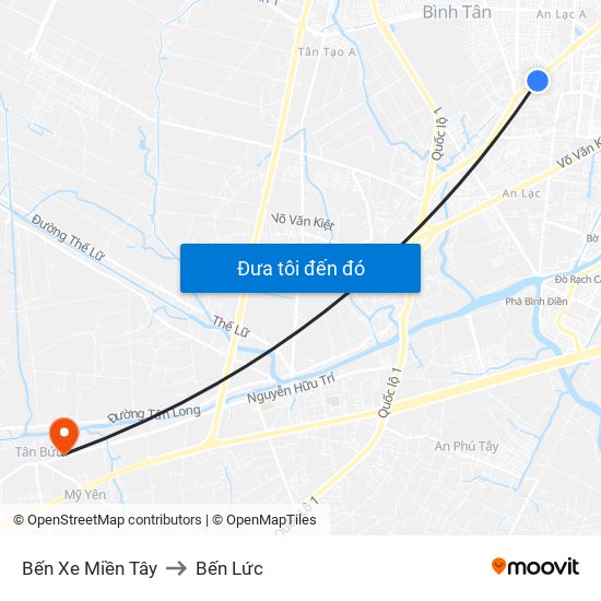 Bến Xe Miền Tây to Bến Lức map