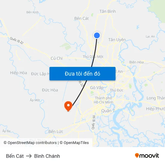 Bến Cát to Bình Chánh map