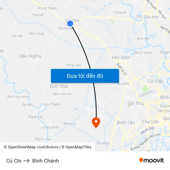 Củ Chi to Bình Chánh map