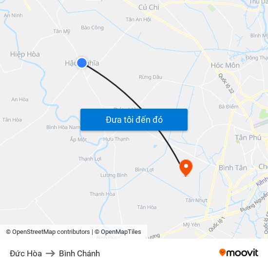 Đức Hòa to Bình Chánh map