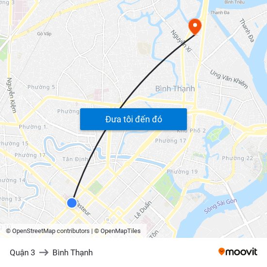 Quận 3 to Bình Thạnh map