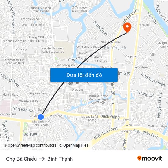 Chợ Bà Chiểu to Bình Thạnh map