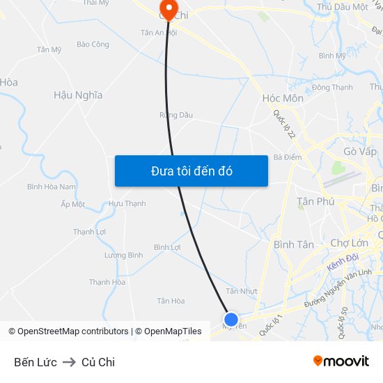 Bến Lức to Củ Chi map