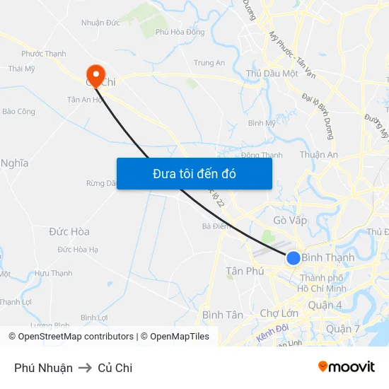 Phú Nhuận to Củ Chi map