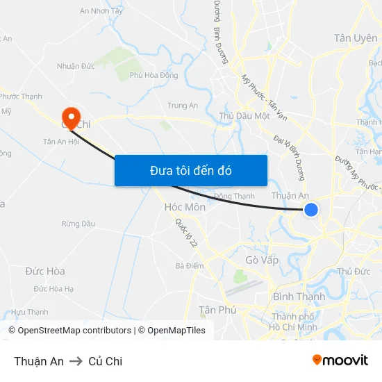 Thuận An to Củ Chi map