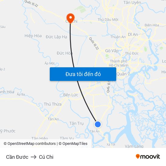 Cần Đước to Củ Chi map