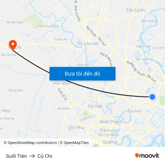 Suối Tiên to Củ Chi map