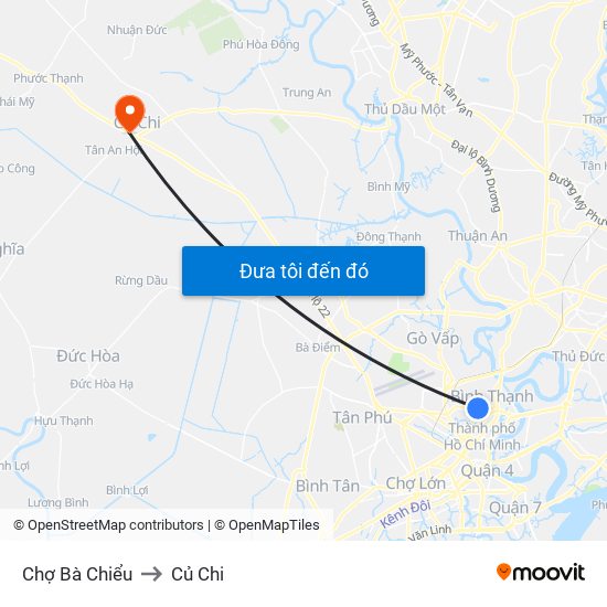 Chợ Bà Chiểu to Củ Chi map