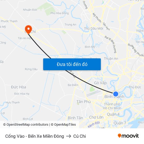 Cổng Vào - Bến Xe Miền Đông to Củ Chi map