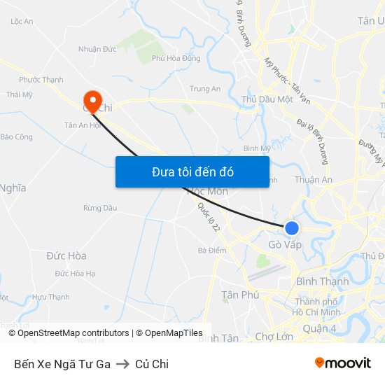 Bến Xe Ngã Tư Ga to Củ Chi map