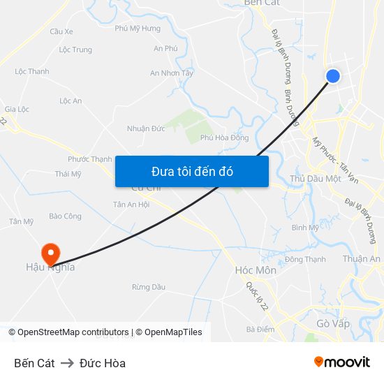 Bến Cát to Đức Hòa map