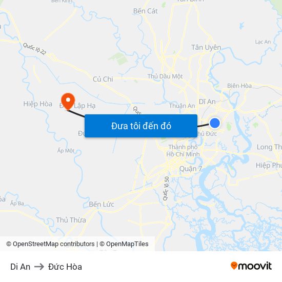 Di An to Đức Hòa map