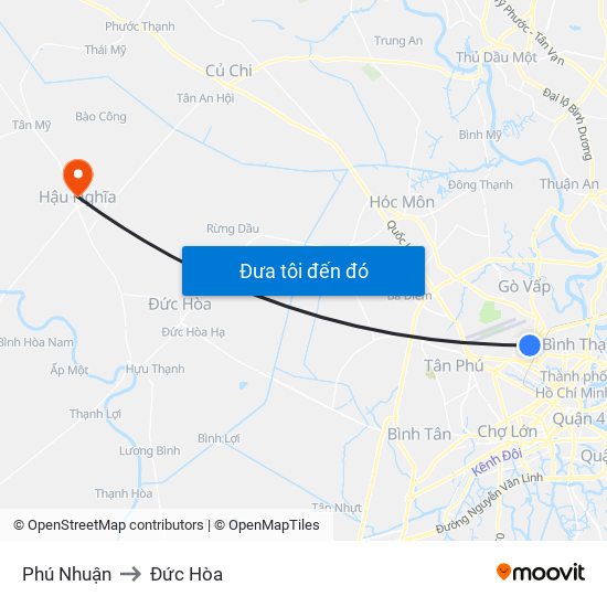 Phú Nhuận to Đức Hòa map