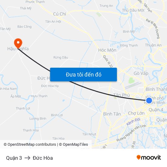 Quận 3 to Đức Hòa map