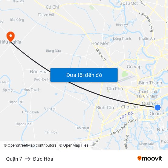 Quận 7 to Đức Hòa map